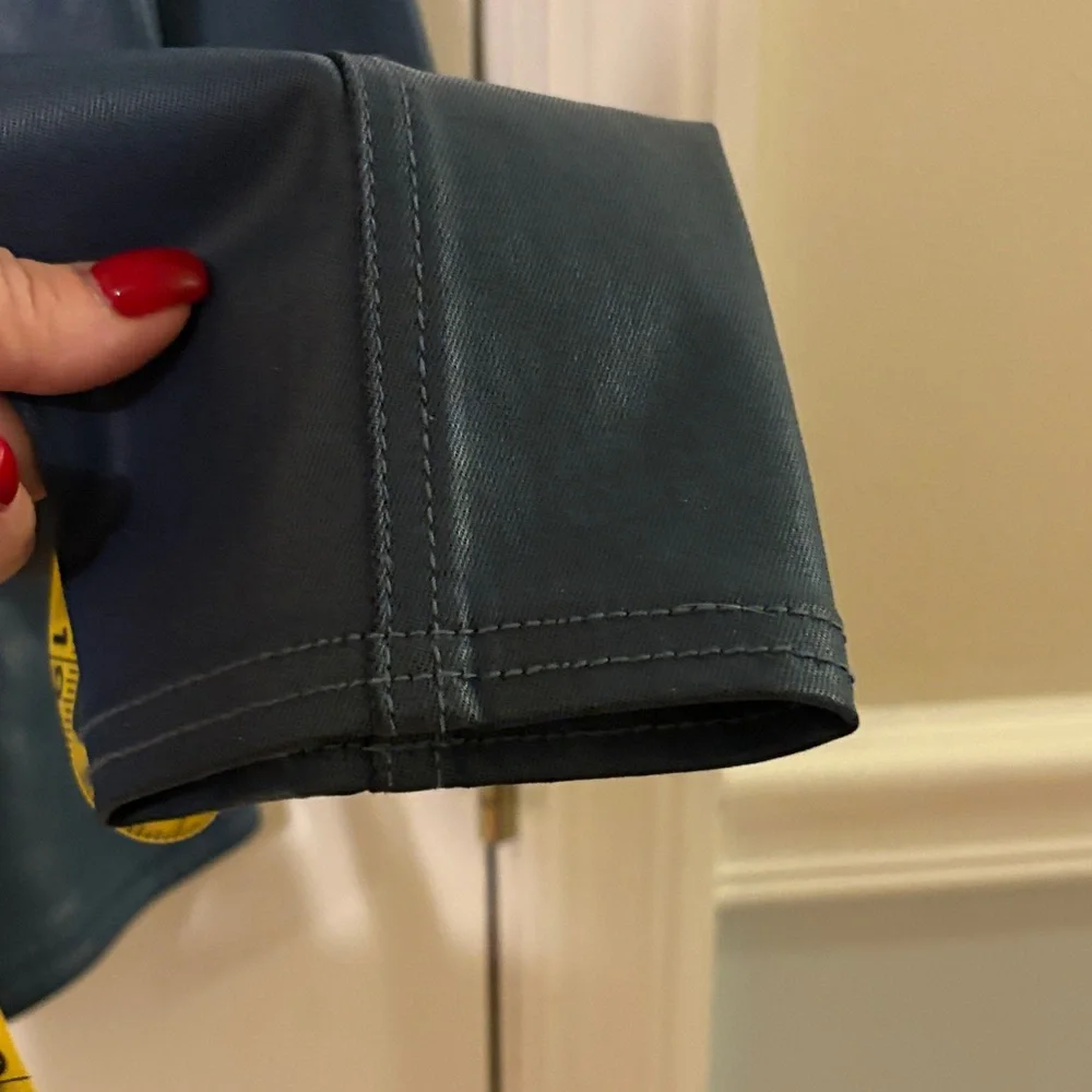 WHBM Blue Coated Denim Zippered Jacket - Picture 8 of 15